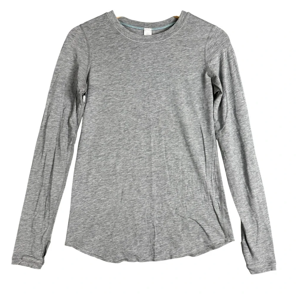 Ivivva Girls Size 14 Heathered Gray Long Sleeve Athletic Top Thumbholes CrewNeck